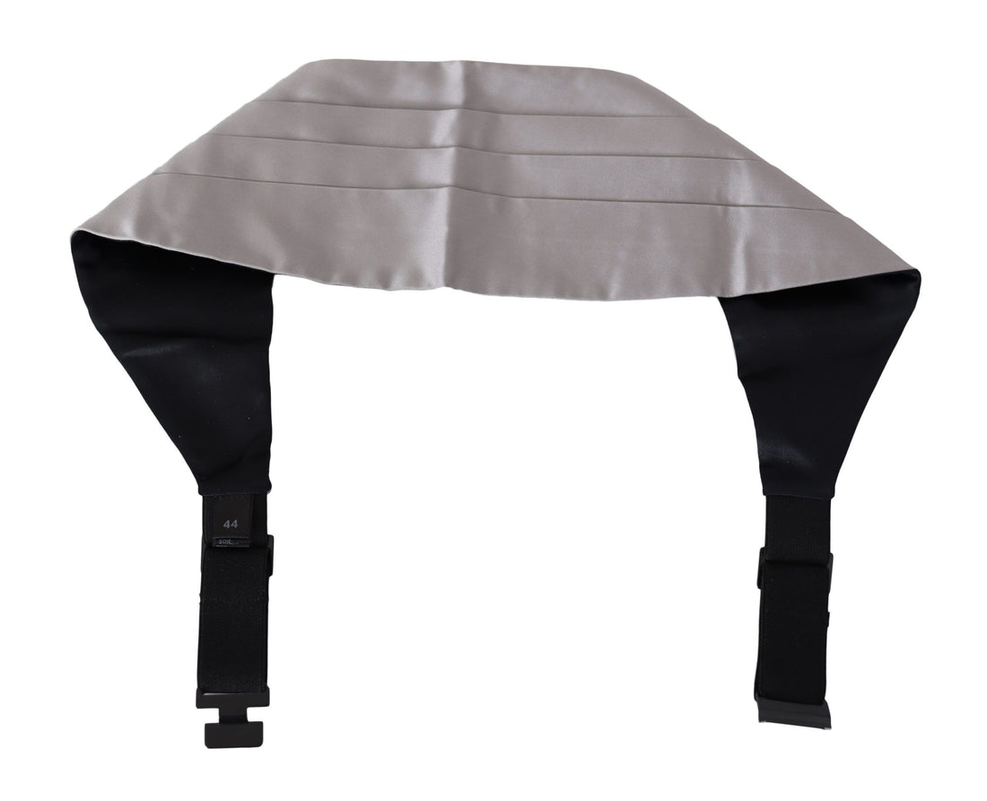 Dolce &amp; Gabbana Gray Men Waist Belt 100% Silk Cummerbund