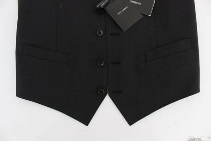 Dolce &amp; Gabbana Gray Wool Stretch Dress Blazer Vest