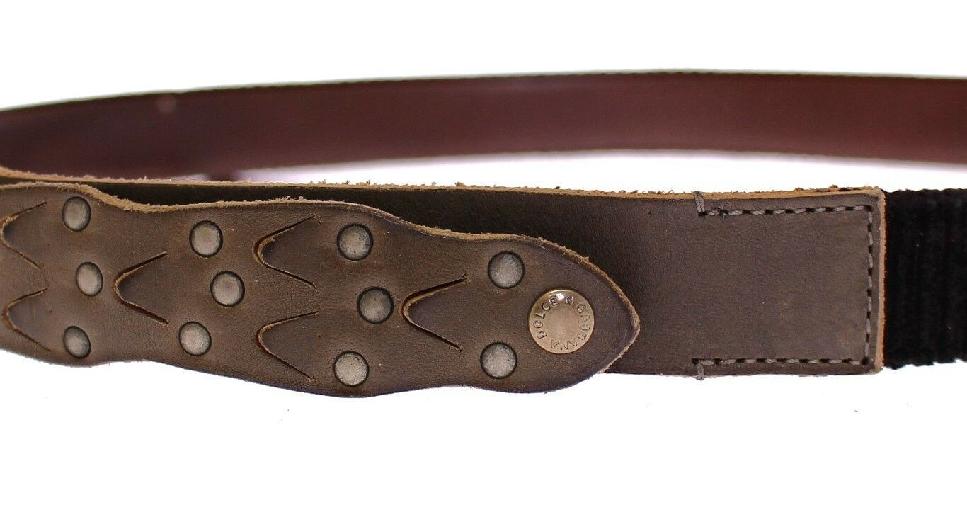 Dolce &amp; Gabbana Brown Leather Logo Cintura Gürtel Belt