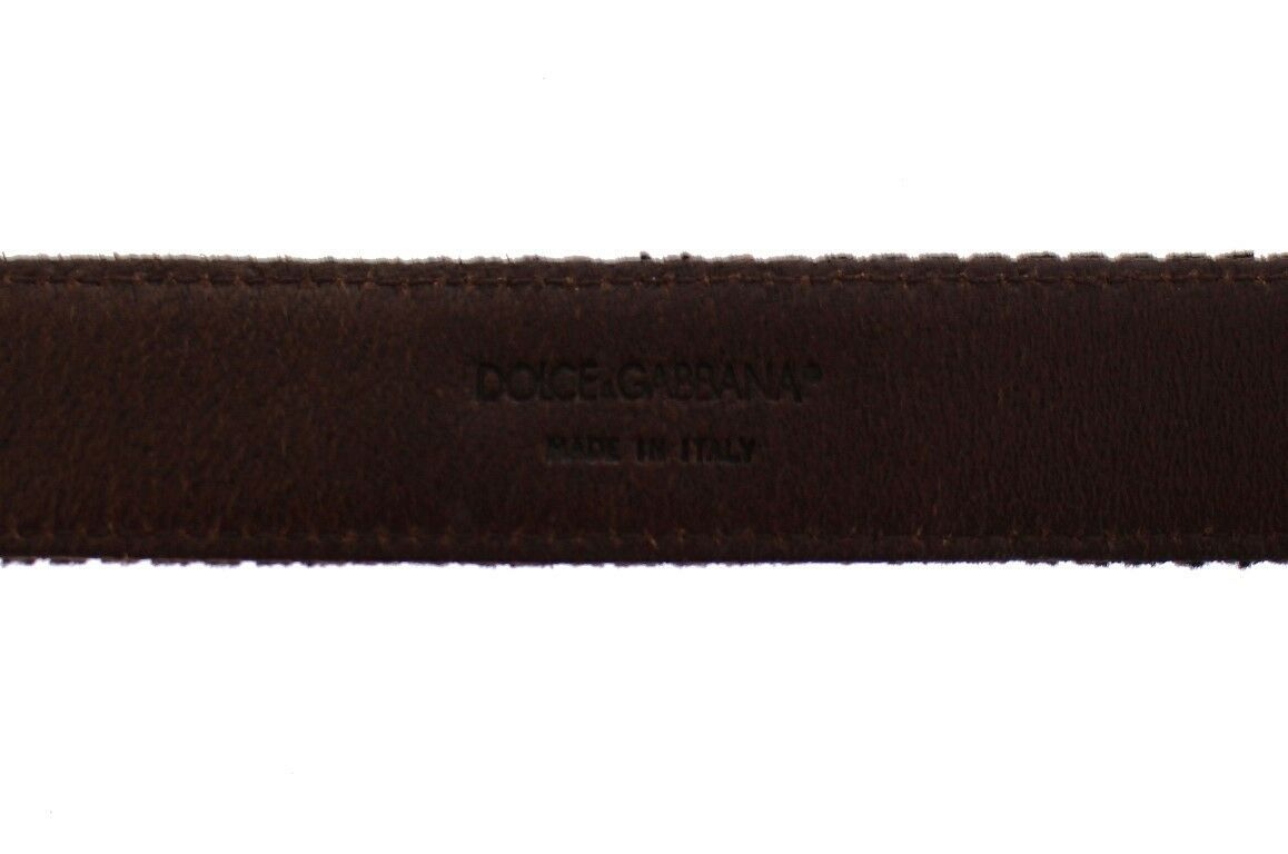 Dolce &amp; Gabbana Brown Leather Logo Cintura Gürtel Belt