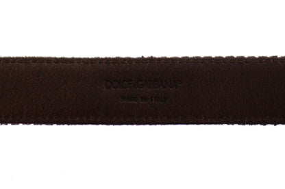 Dolce &amp; Gabbana Brown Leather Logo Cintura Gürtel Belt