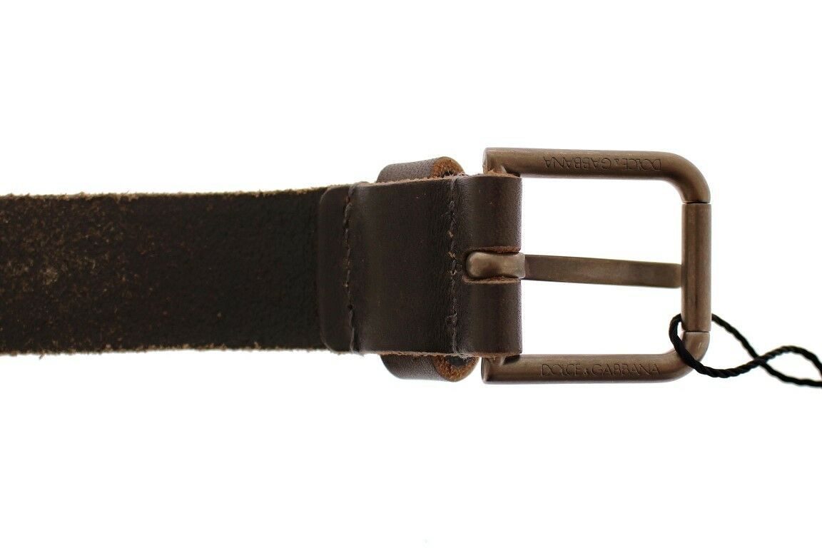 Dolce &amp; Gabbana Brown Leather Logo Cintura Gürtel Belt