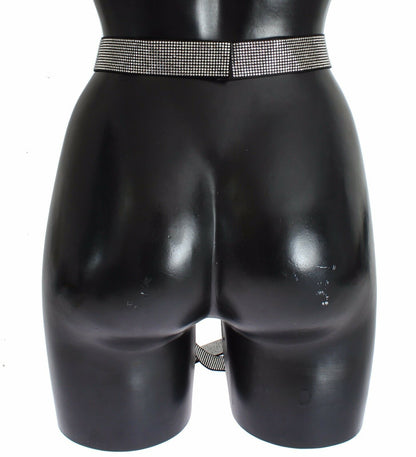 Dolce &amp; Gabbana Black Silk Clear Crystal Bow Waist Belt