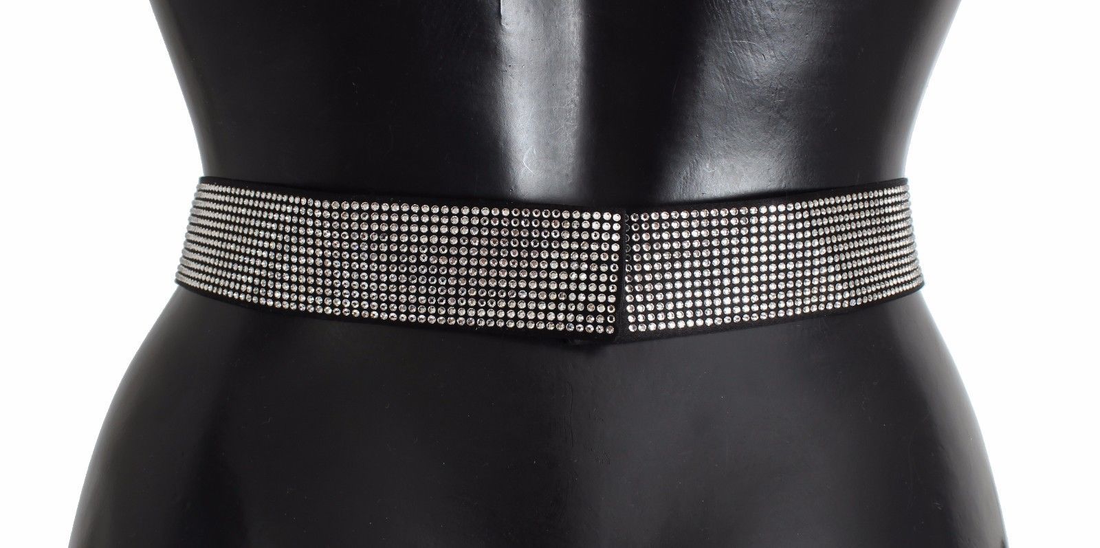 Dolce &amp; Gabbana Black Silk Clear Crystal Bow Waist Belt