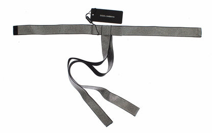 Dolce &amp; Gabbana Black Silk Clear Crystal Bow Waist Belt