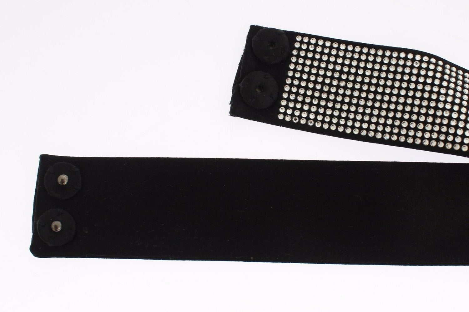 Dolce &amp; Gabbana Black Silk Clear Crystal Bow Waist Belt