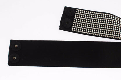 Dolce &amp; Gabbana Black Silk Clear Crystal Bow Waist Belt