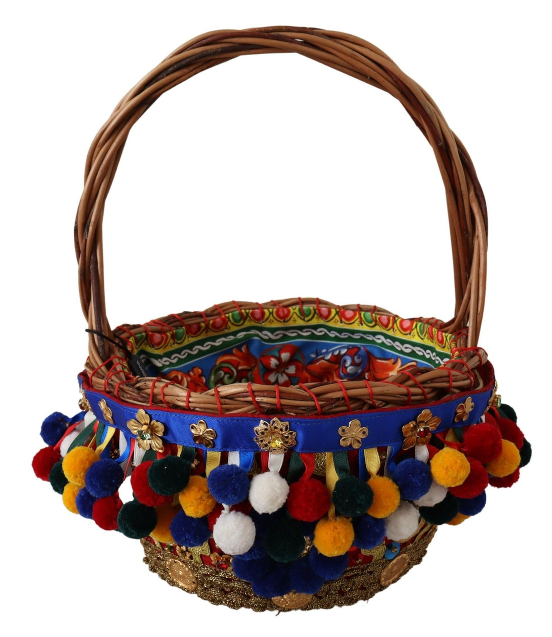 Dolce &amp;amp; Gabbana flerfärgad bomullsutsmyckad Agnese Basket-tygväska