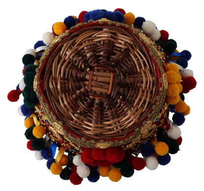 Dolce &amp; Gabbana Multicolor Cotton Embellished Agnese Basket Tote Bag