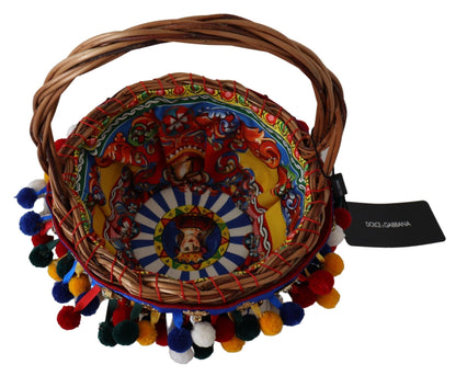 Dolce &amp; Gabbana Multicolor Cotton Embellished Agnese Basket Tote Bag