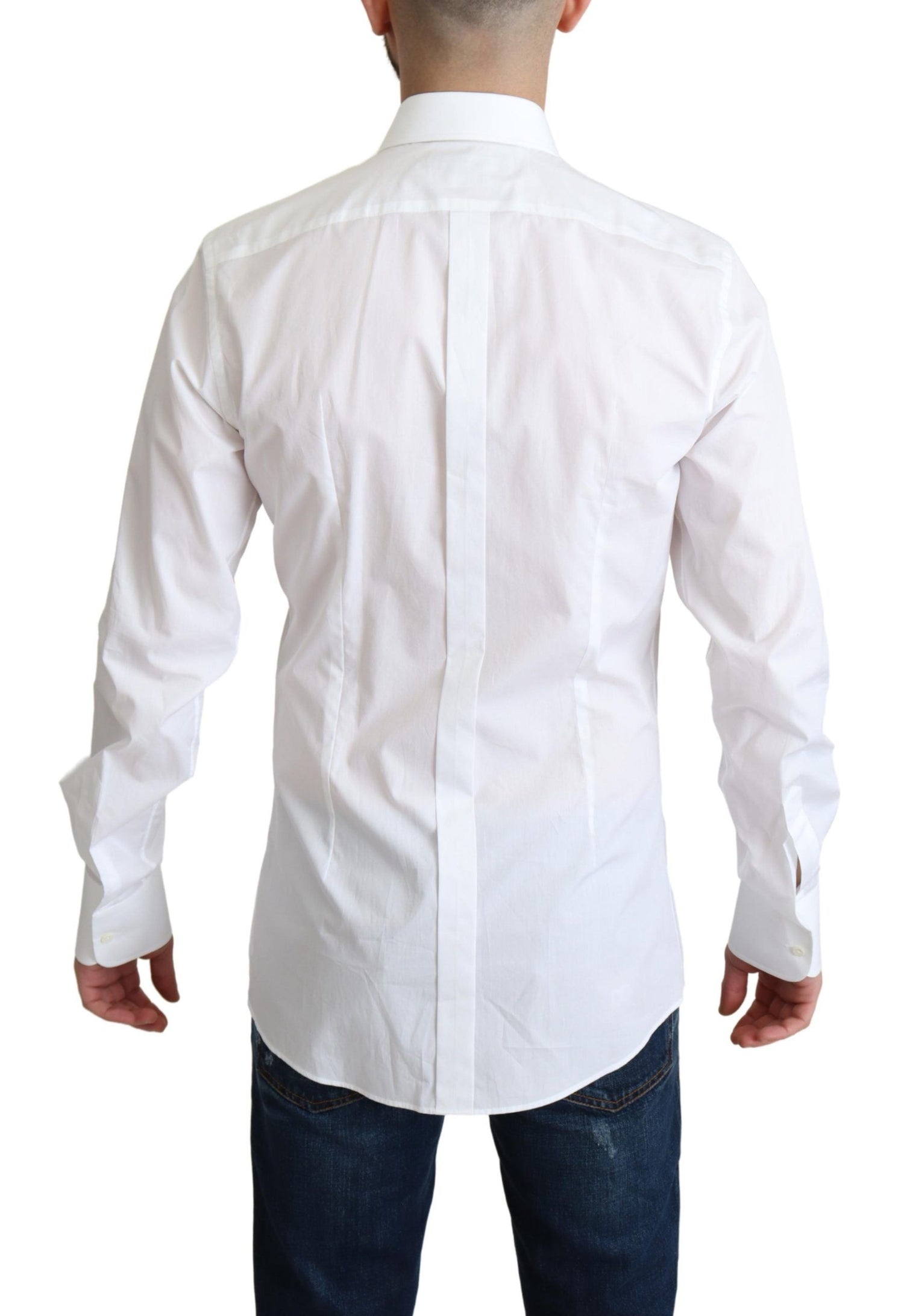 Dolce &amp;amp; Gabbana Vit Bib Bomull Poplin Herrskjorta