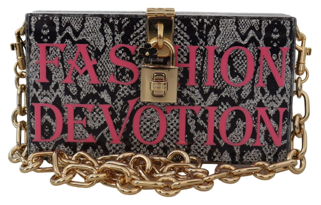 Dolce &amp; Gabbana Gray Fashion Devotion Clutch Plexi SICILY BOX Purse