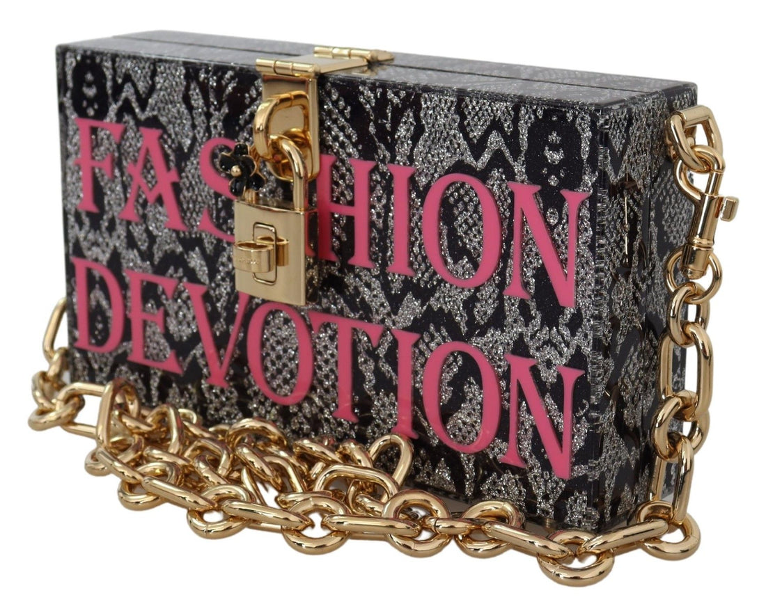 Dolce &amp; Gabbana Gray Fashion Devotion Clutch Plexi SICILY BOX Purse