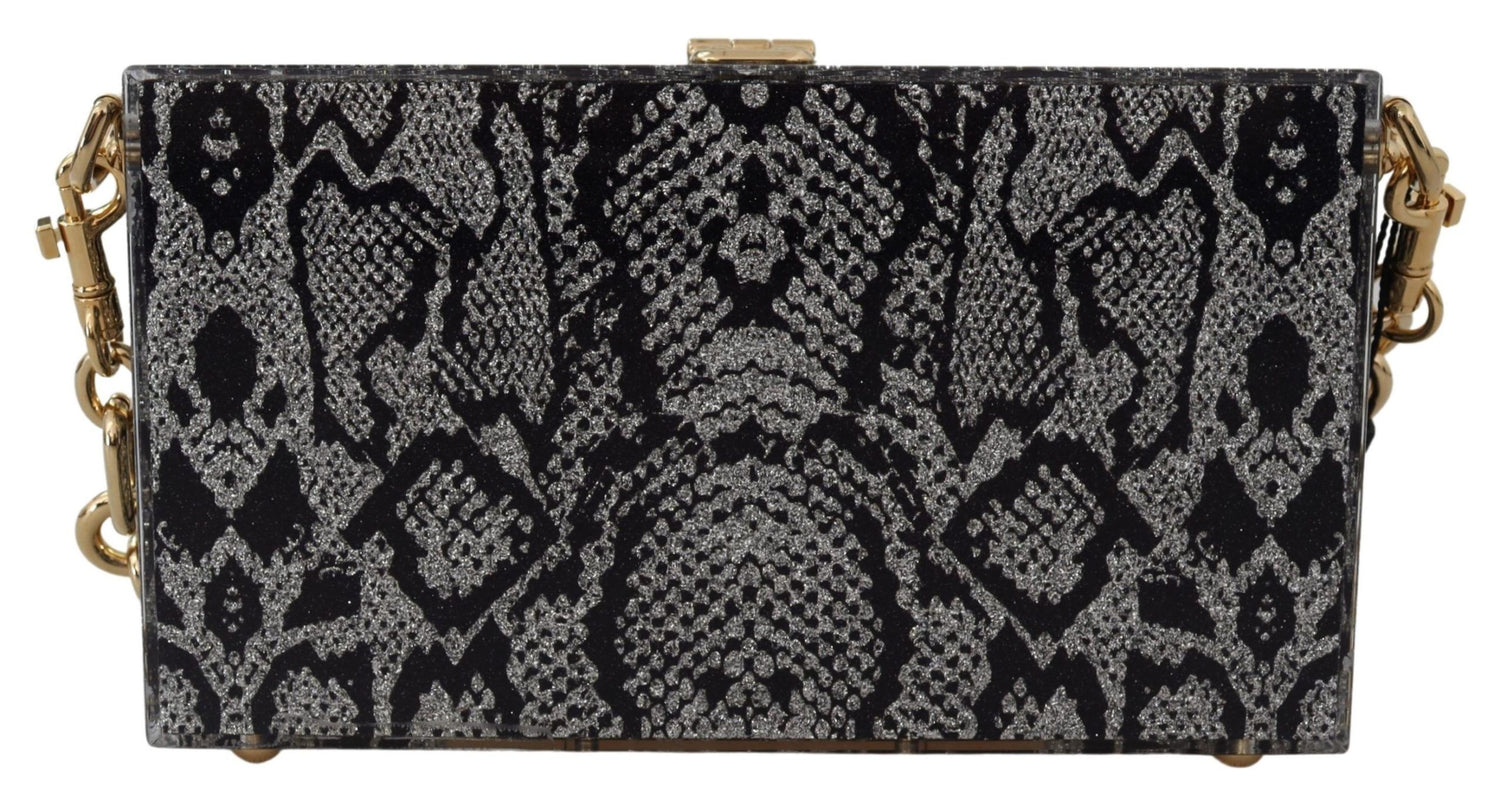 Dolce &amp; Gabbana Gray Fashion Devotion Clutch Plexi SICILY BOX Purse