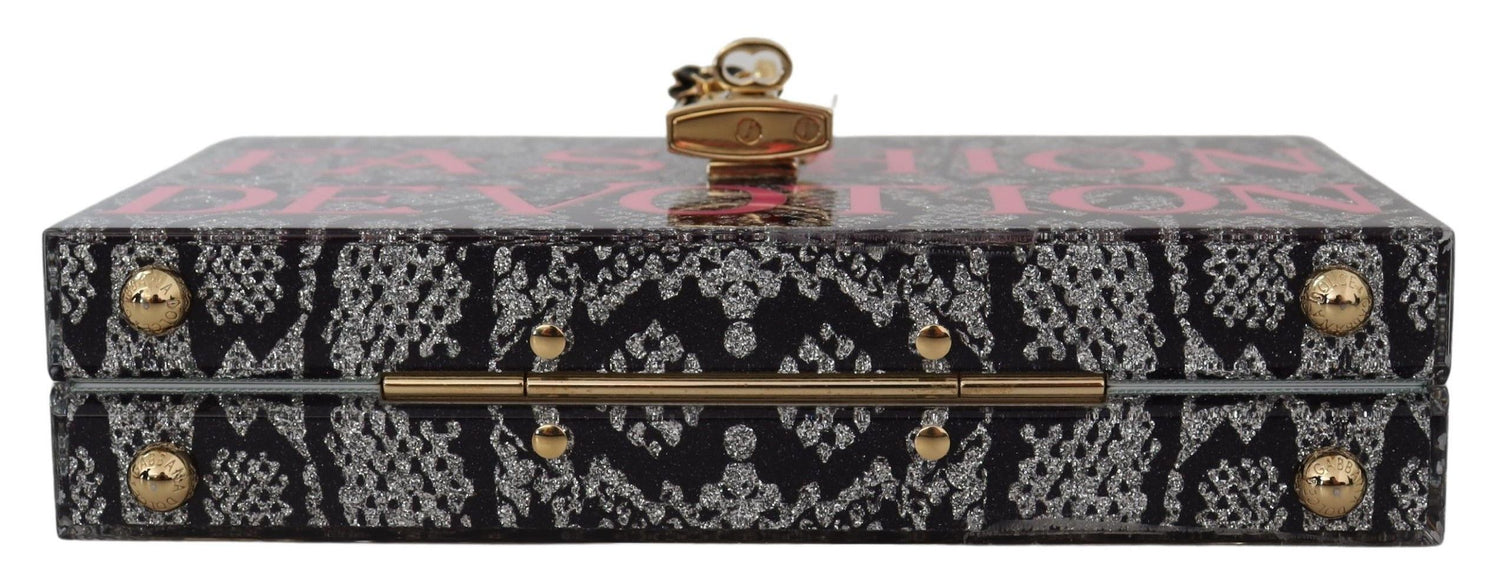 Dolce &amp; Gabbana Gray Fashion Devotion Clutch Plexi SICILY BOX Purse