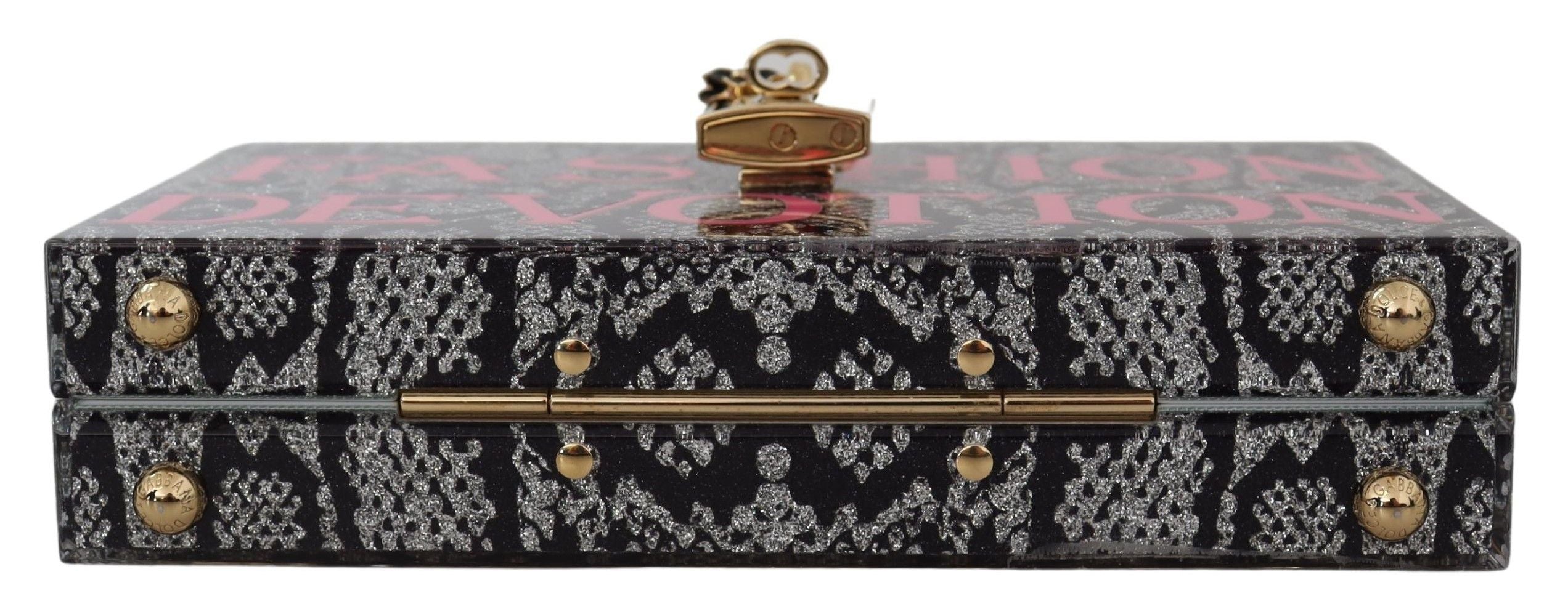 Dolce &amp; Gabbana Gray Fashion Devotion Clutch Plexi SICILY BOX Purse