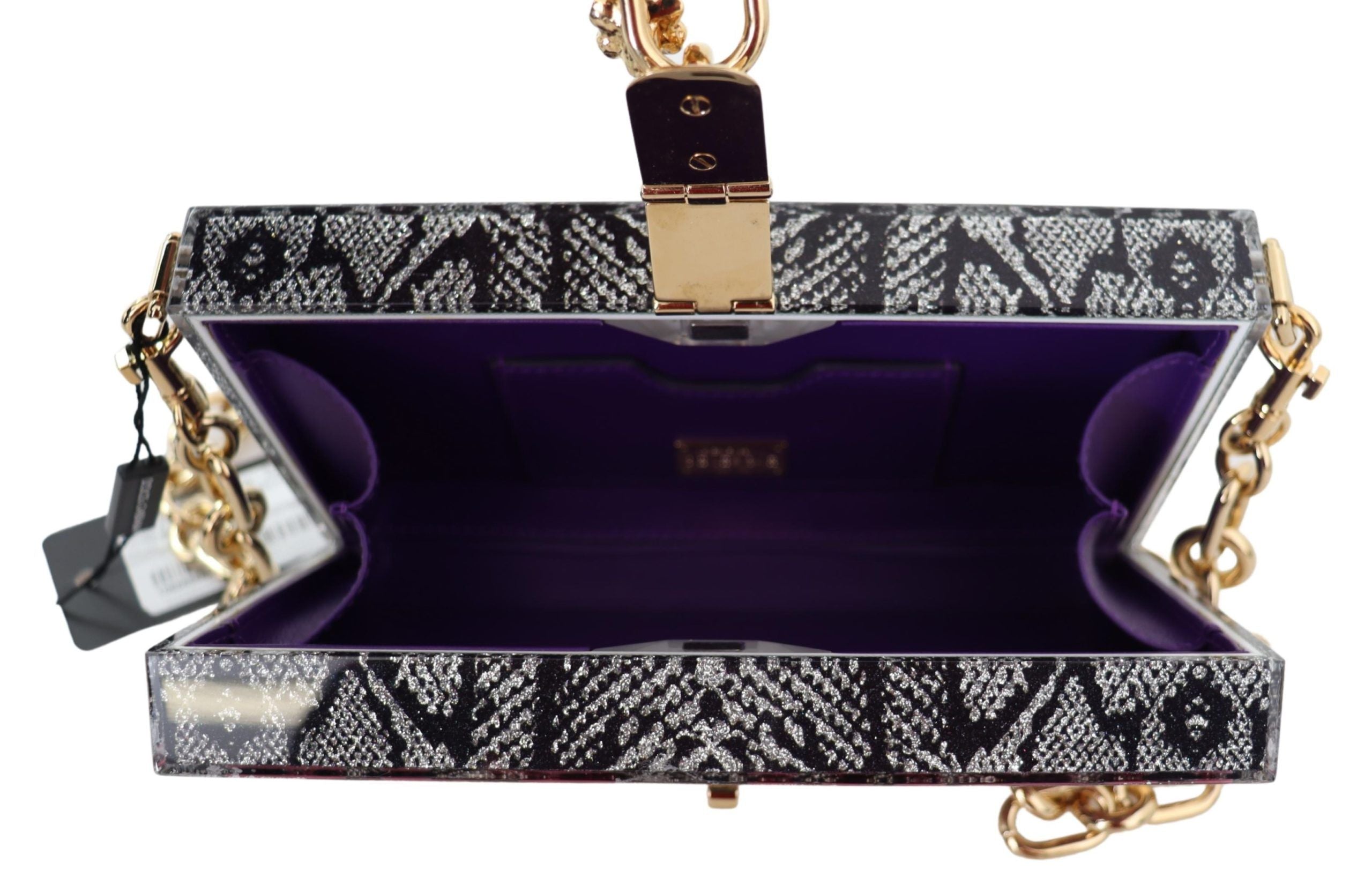Dolce &amp; Gabbana Gray Fashion Devotion Clutch Plexi SICILY BOX Purse