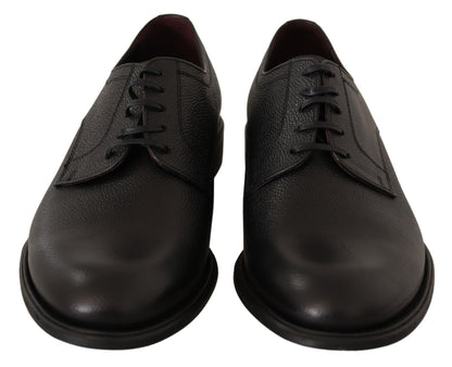 Dolce &amp;amp; Gabbana Svarta Läderskor Med Snörning Herr Formella Derbyskor