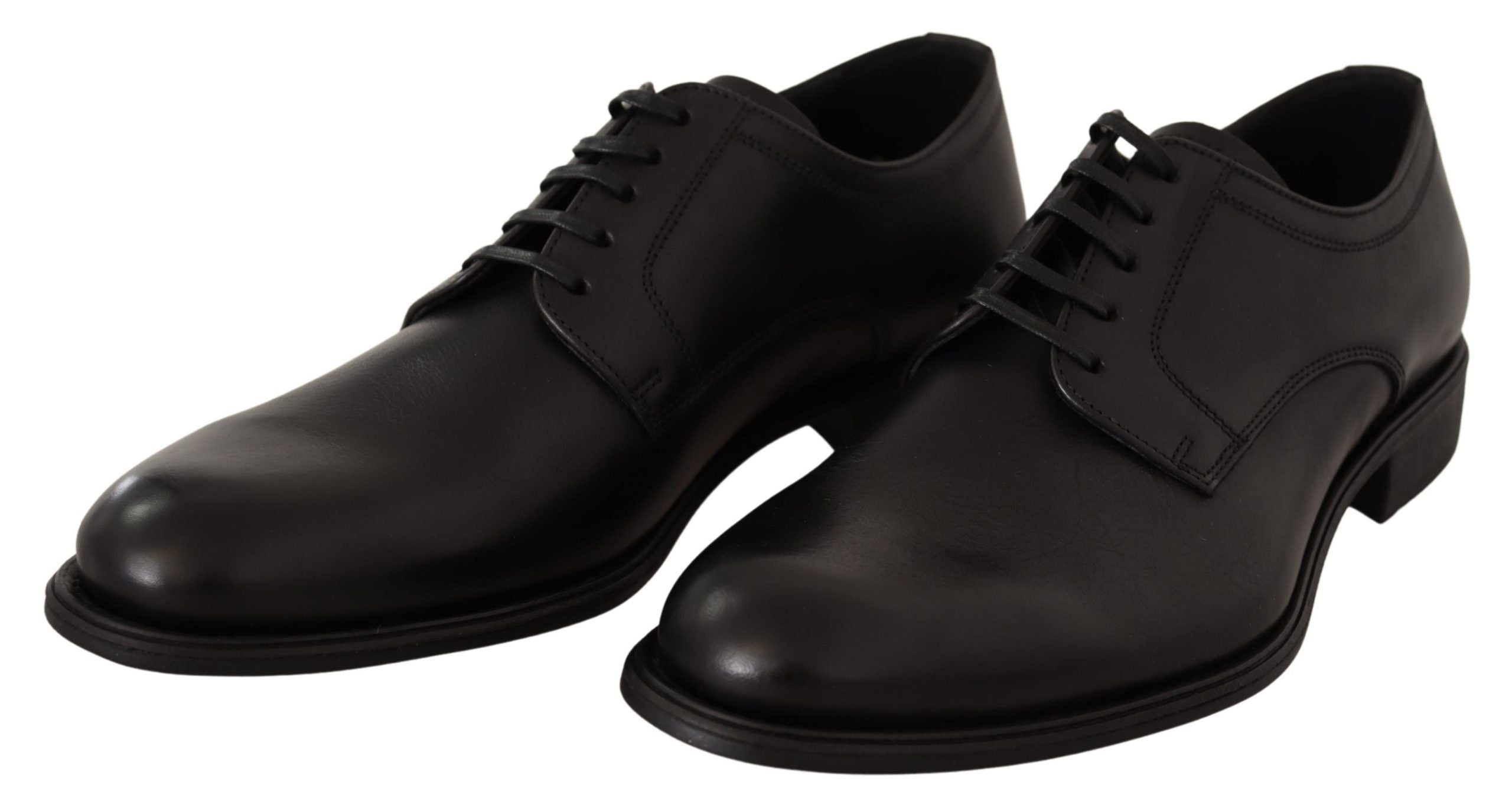 Dolce &amp;amp; Gabbana Svarta Läderskor Med Snörning Herr Formella Derbyskor