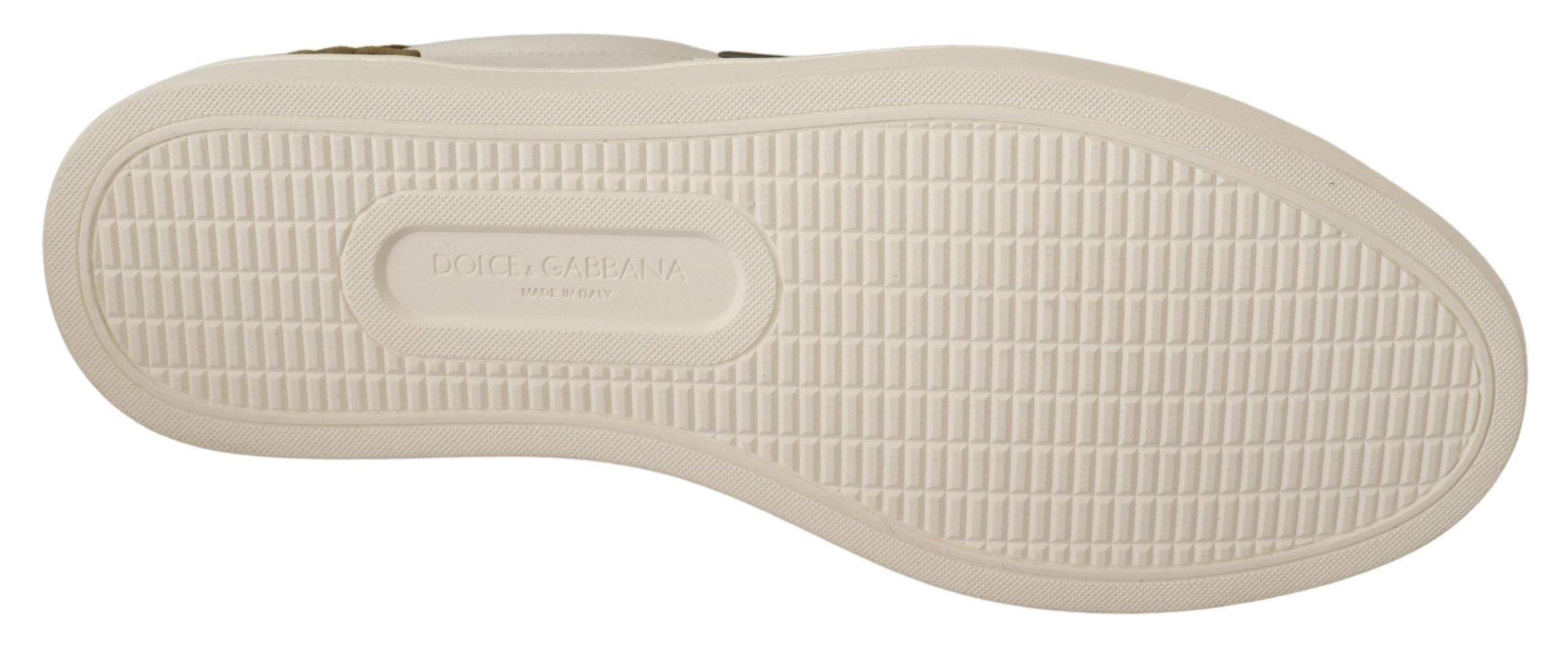 Dolce &amp; Gabbana White Suede Leather Mens Low Tops Sneakers