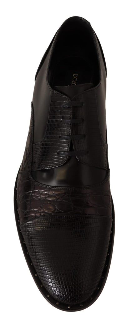 Dolce &amp;amp; Gabbana Svarta Läderskor med Exotiska Skinn
