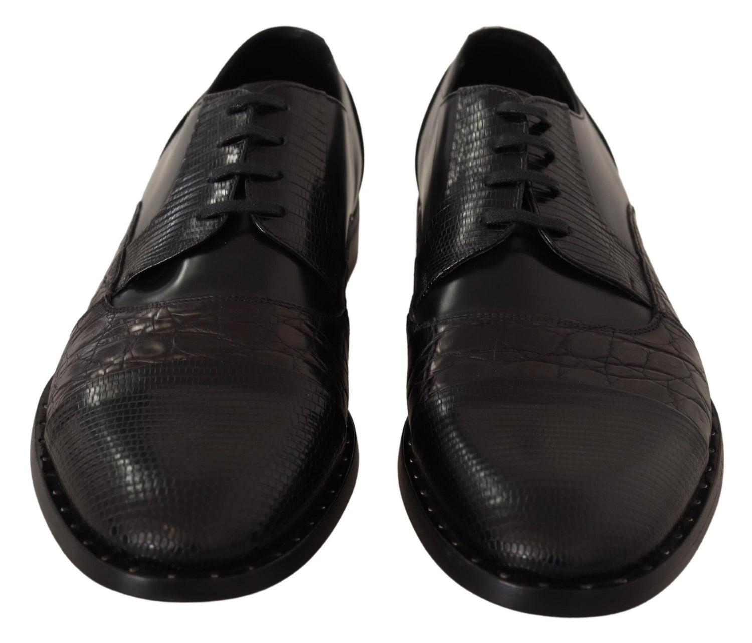 Dolce &amp;amp; Gabbana Svarta Läderskor med Exotiska Skinn