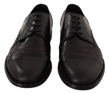 Dolce &amp;amp; Gabbana Svarta Läderskor med Exotiska Skinn