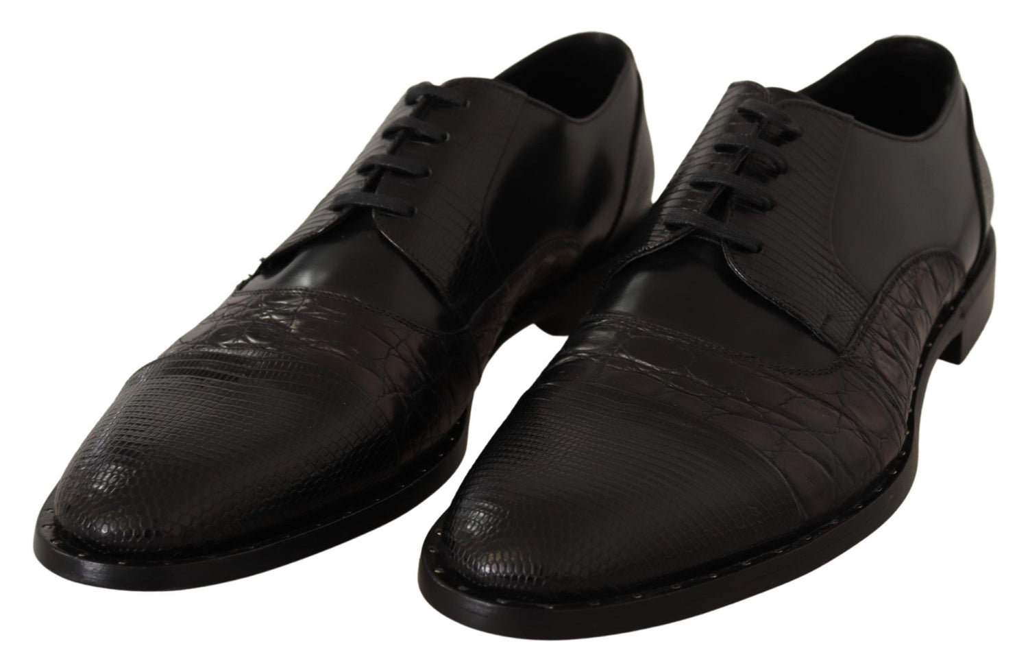 Dolce &amp;amp; Gabbana Svarta Läderskor med Exotiska Skinn