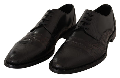Dolce &amp;amp; Gabbana Svarta Läderskor med Exotiska Skinn
