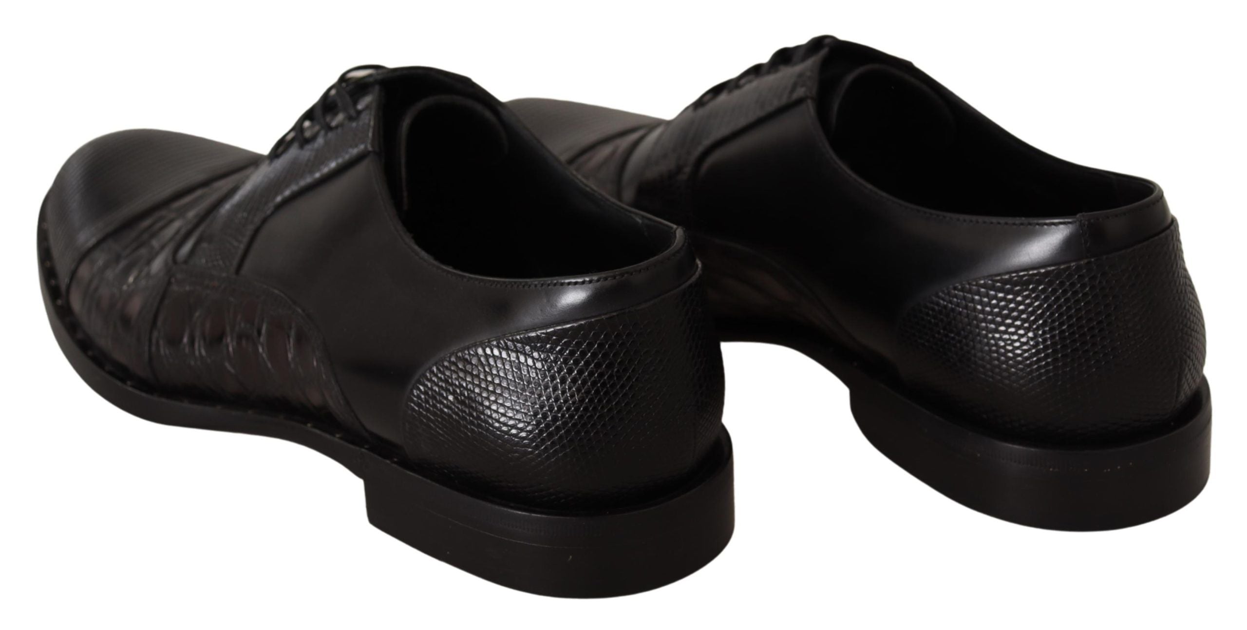 Dolce &amp;amp; Gabbana Svarta Läderskor med Exotiska Skinn