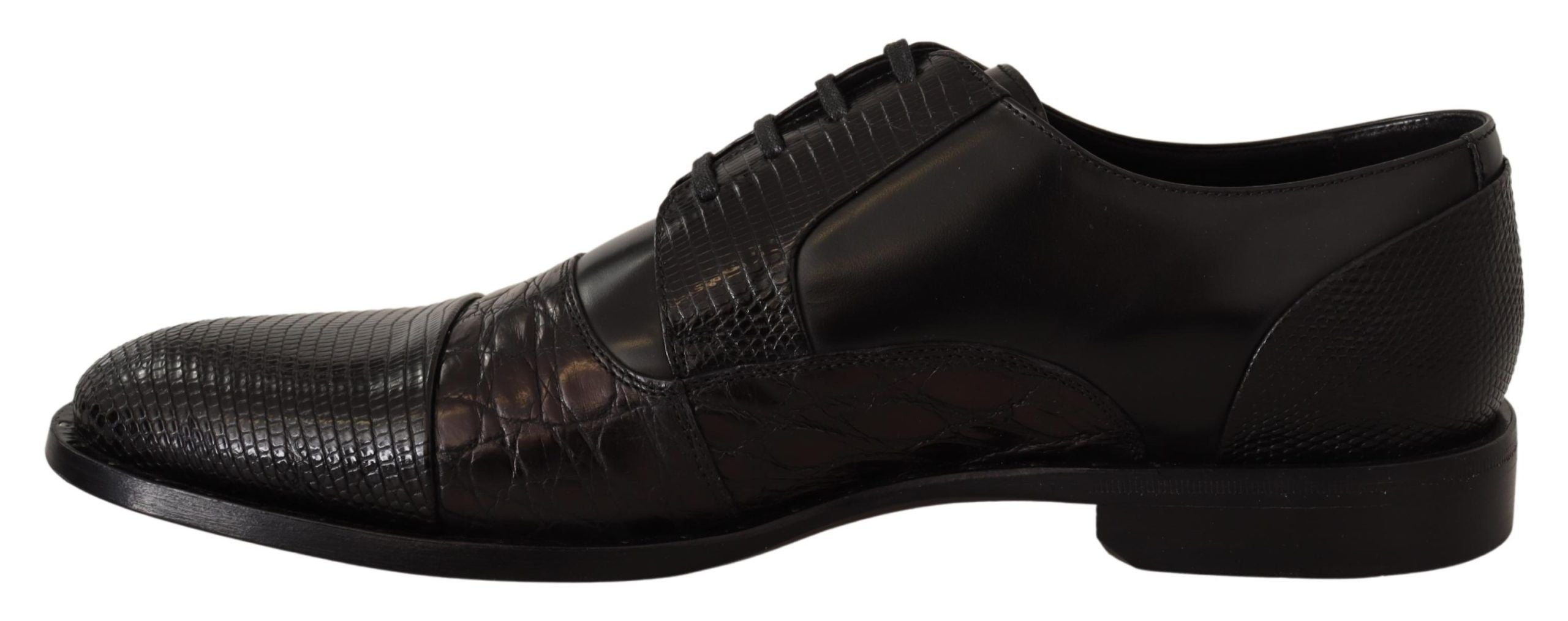 Dolce &amp;amp; Gabbana Svarta Läderskor med Exotiska Skinn