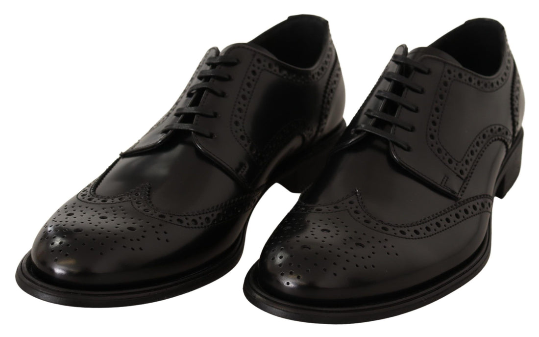Dolce &amp;amp; Gabbana svarta oxford-läderskor med vingspets