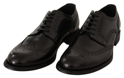 Dolce &amp;amp; Gabbana svarta oxford-läderskor med vingspets