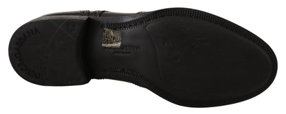 Dolce &amp;amp; Gabbana svarta oxford-läderskor med vingspets