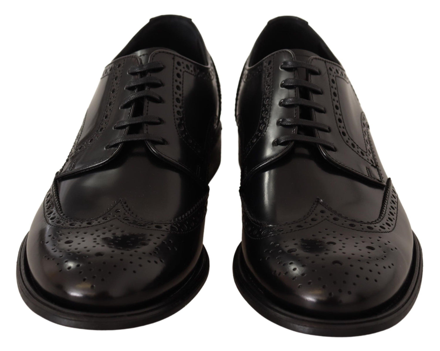 Dolce &amp;amp; Gabbana svarta oxford-läderskor med vingspets
