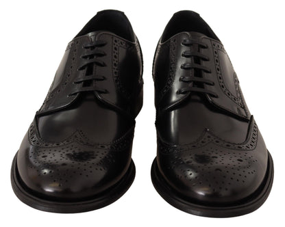 Dolce &amp;amp; Gabbana svarta oxford-läderskor med vingspets