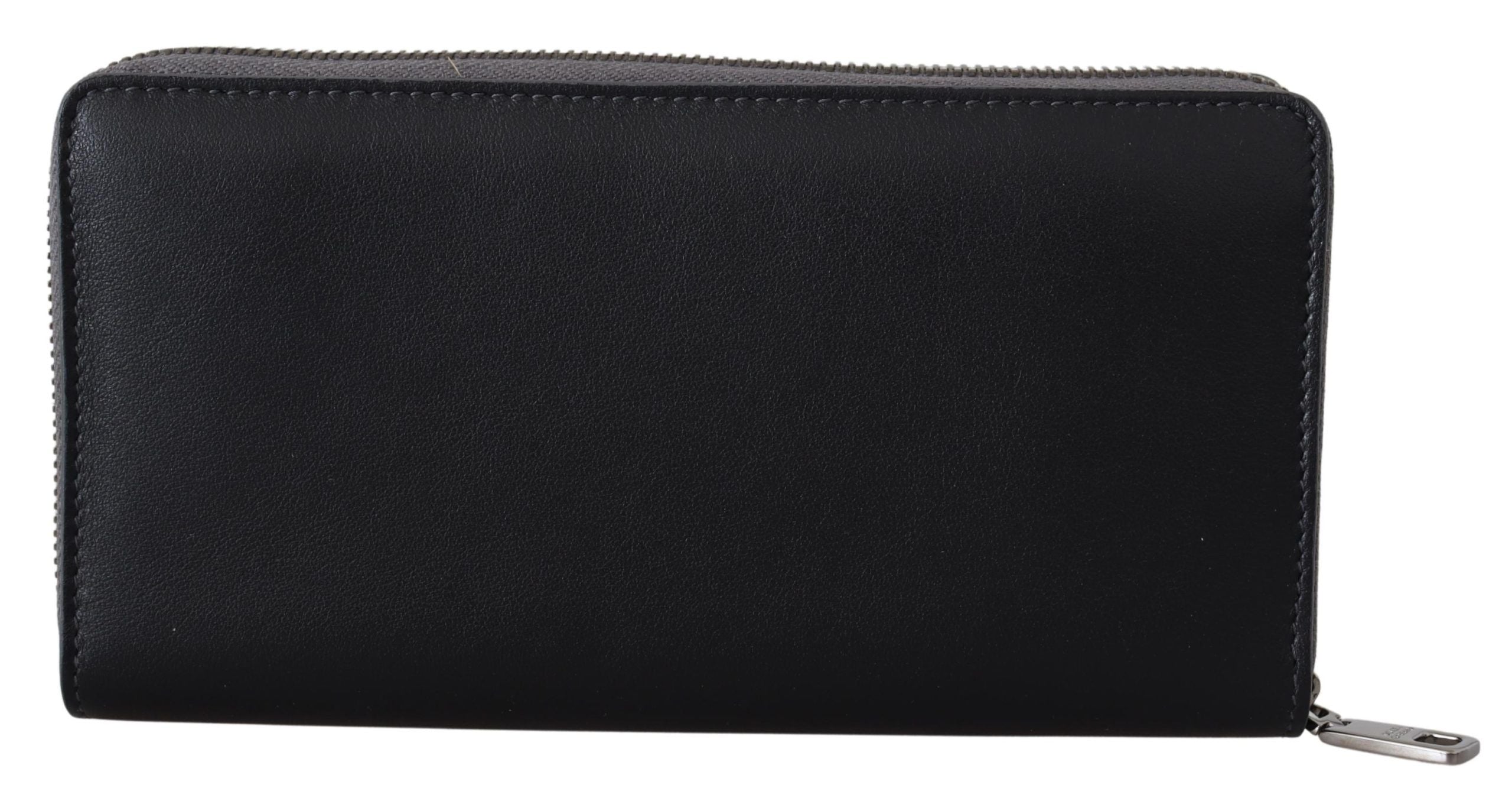 Dolce &amp;amp; Gabbana svart Continental Clutch-plånbok i läder med dragkedja