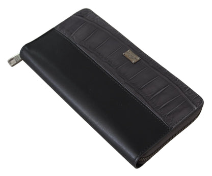 Dolce &amp;amp; Gabbana svart Continental Clutch-plånbok i läder med dragkedja