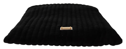 Dolce &amp;amp; Gabbana Svart Sammets Quiltad Väska med Dragsko och Logotypplack