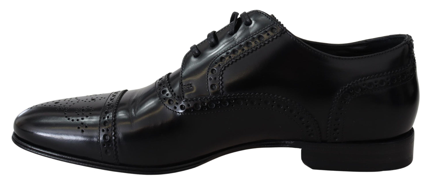 Dolce &amp;amp; Gabbana Svarta Läder Herr Derby Formella Loafers Skor