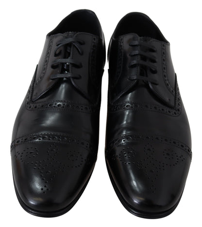 Dolce &amp;amp; Gabbana Svarta Läder Herr Derby Formella Loafers Skor