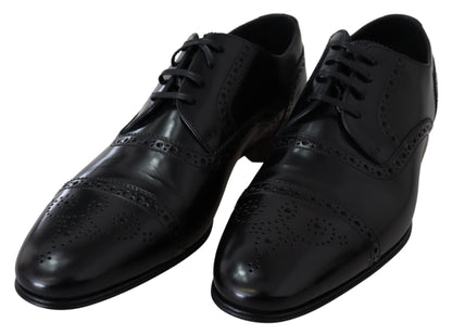 Dolce &amp;amp; Gabbana Svarta Läder Herr Derby Formella Loafers Skor