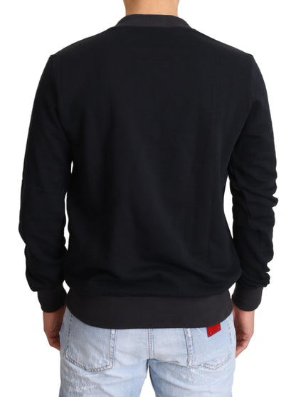 Dolce &amp; Gabbana Blue Crown King Cotton Pullover Sweater