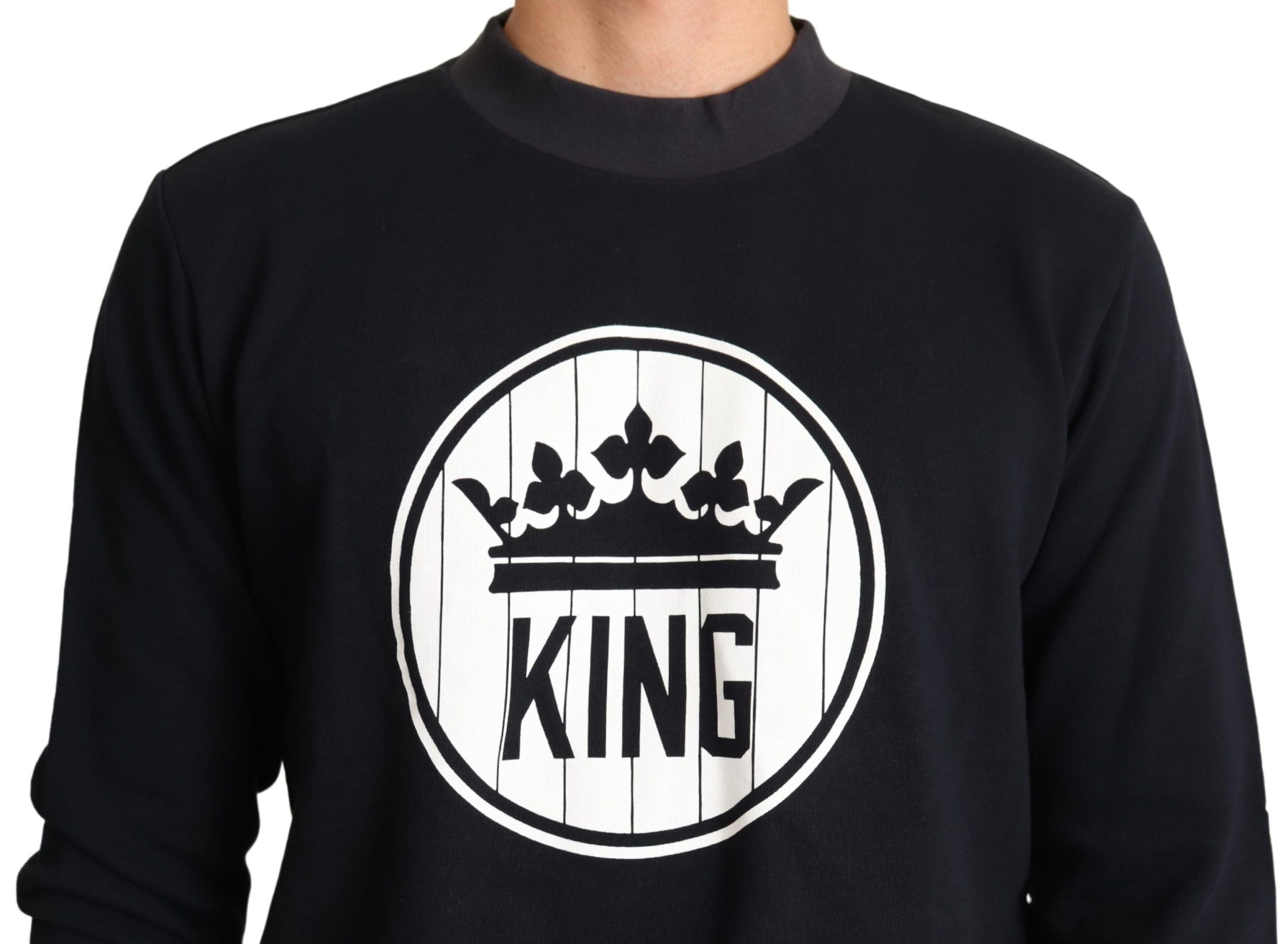 Dolce &amp; Gabbana Blue Crown King Cotton Pullover Sweater
