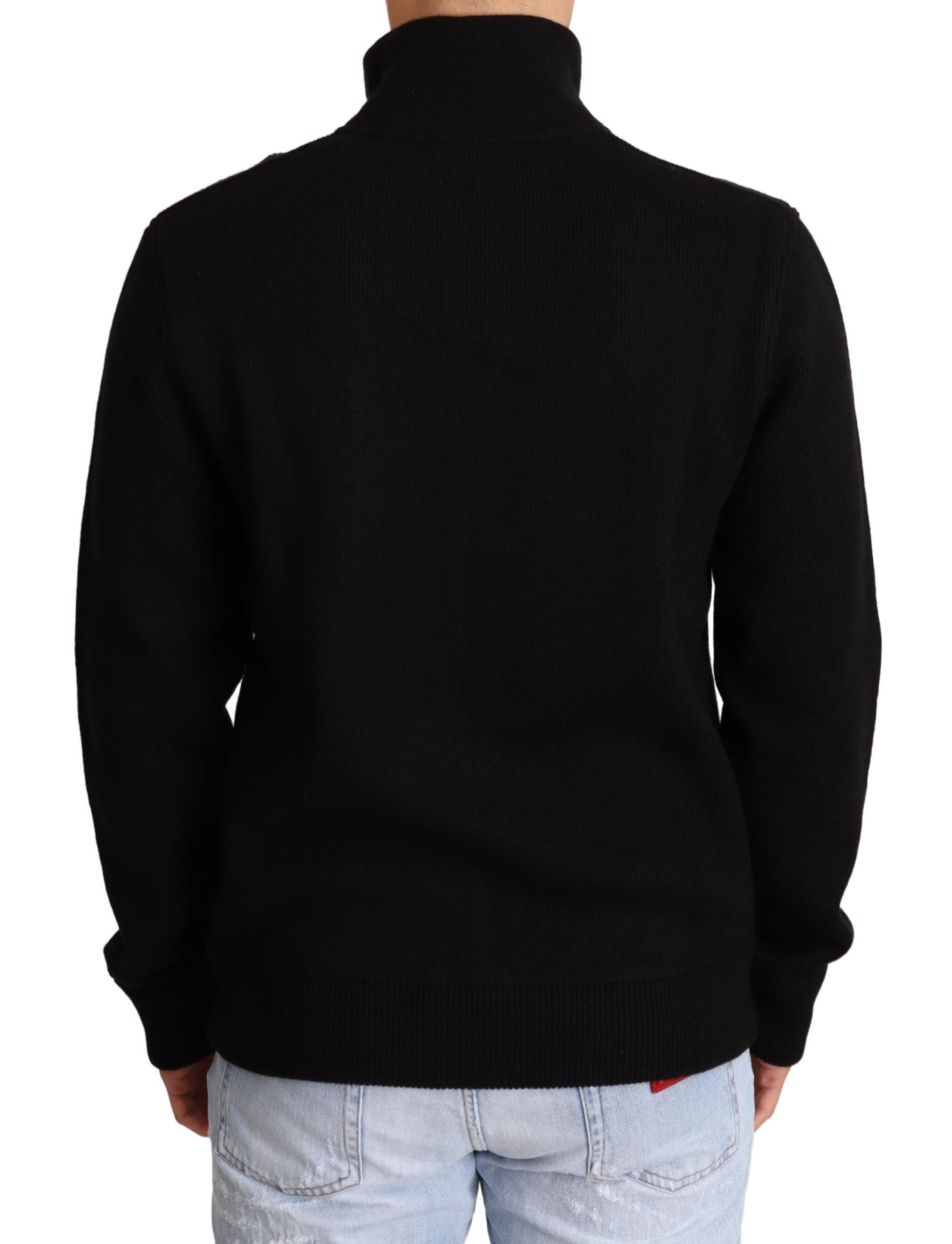 Dolce &amp; Gabbana Black Cashmere Zipper Mens Sweater