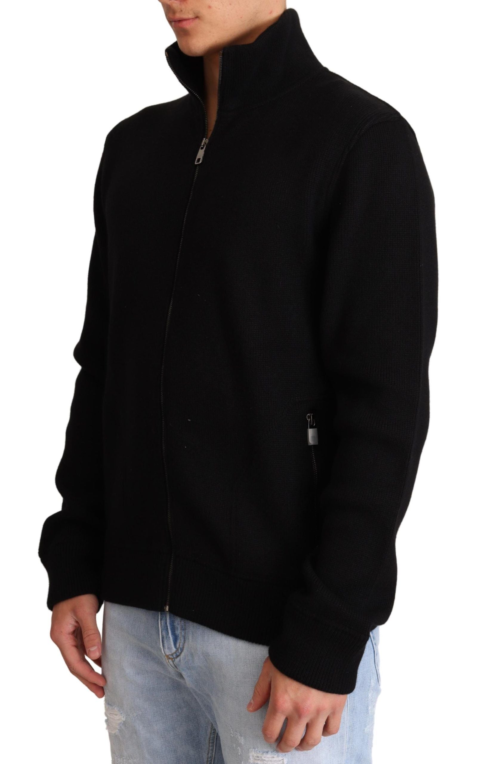 Dolce &amp; Gabbana Black Cashmere Zipper Mens Sweater