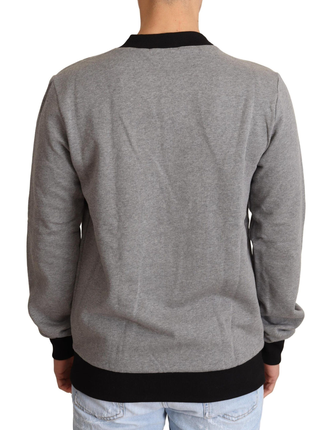 Dolce &amp; Gabbana Gray Crown King Cotton Pullover Sweater