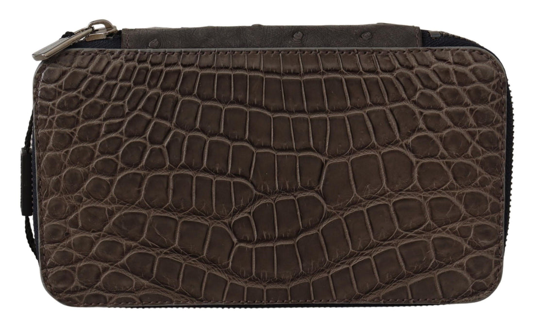 Dolce &amp; Gabbana Gray Skin Leather Vanity Case Toiletry Shaving Bag