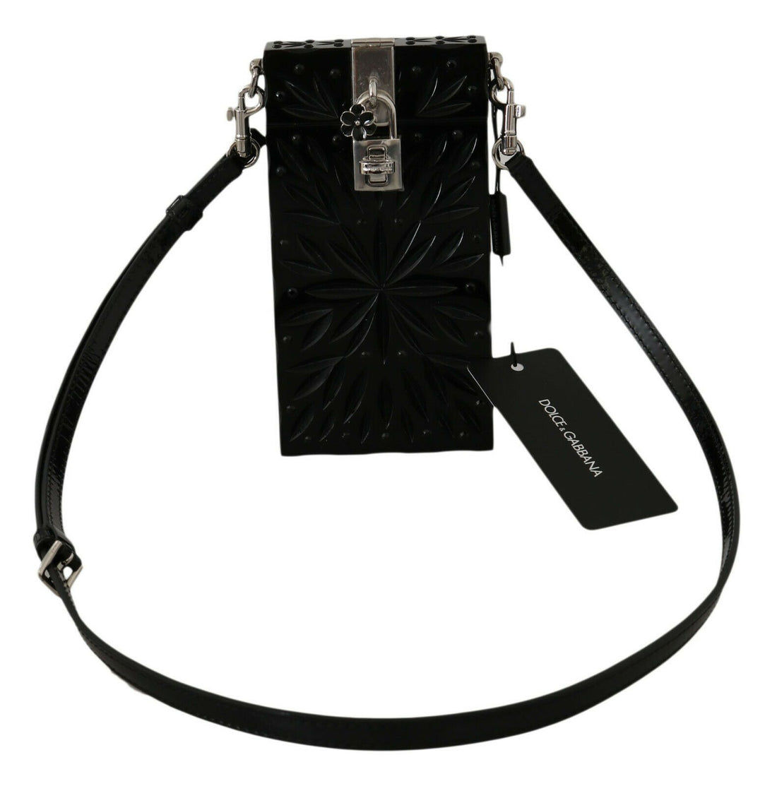 Dolce &amp; Gabbana Black Crystal Plexiglass Cross Cigarette Case Holder