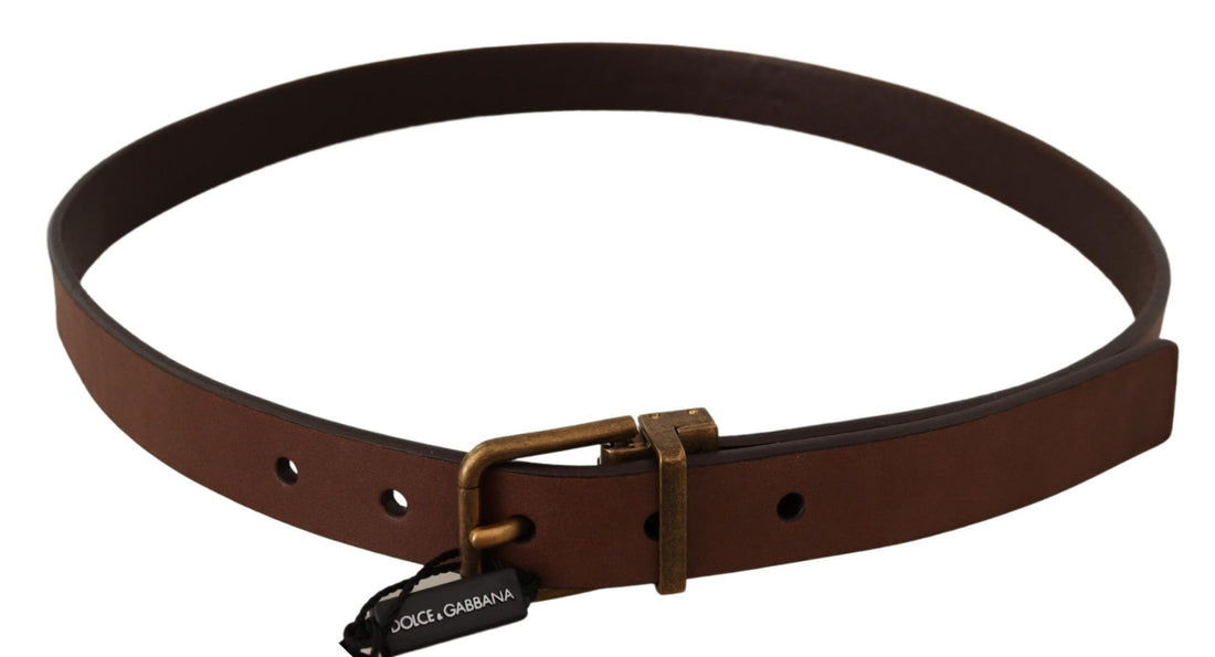 Dolce &amp; Gabbana Brown Leather Rustic Buckle Cintura Belt